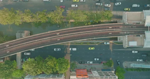 Aerial view office building with BTS skytrain metropolitan transport Silom Stock-Footage 262960592