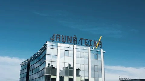 Aerial view of Office Building complex Jauna Teika Riga Stock-Footage 127578293