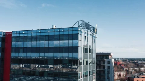 Aerial view of Office Building complex Jauna Teika Riga Stock-Footage 127579246