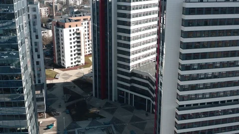 Aerial view of Office Building complex Jauna Teika Riga Stock Footage