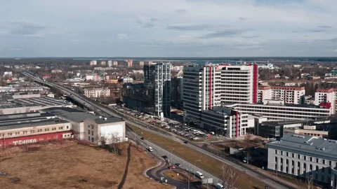 Aerial view of Office Building complex Jauna Teika Riga Stock-Footage 127579914