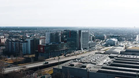 Aerial view of Office Building complex Jauna Teika Riga Stock-Footage 127579942