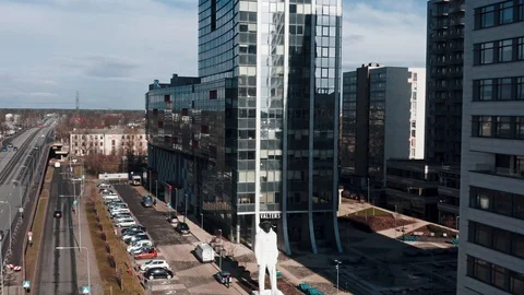 Aerial view of Office Building complex Jauna Teika Riga Stock-Footage 127579994