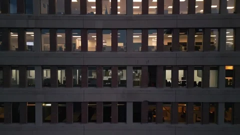 Aerial view of office building windows illuminated at night in downtown Halifax Vídeo Stock 262014828