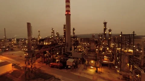 Aerial view of oil and gas refinery production factory. industry background Stock Footage