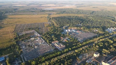 Aerial view of the oil processing plant construction Stock Footage 218217953