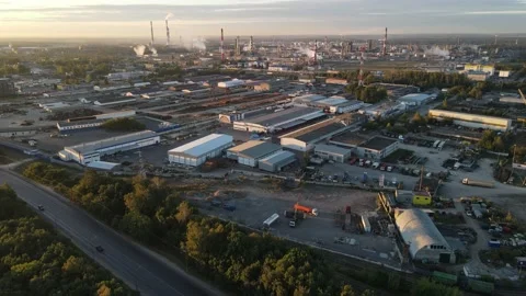 Aerial view of the oil processing plant construction Stock Footage 218218055