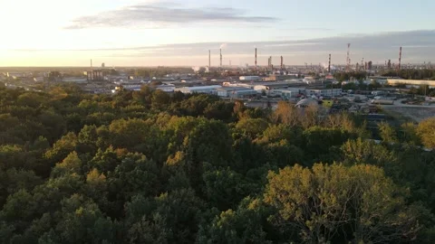 Aerial view of the oil processing plant construction Stock Footage 218218058