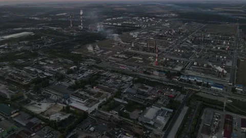 Aerial view of the oil processing plant construction Stock Footage 218218112