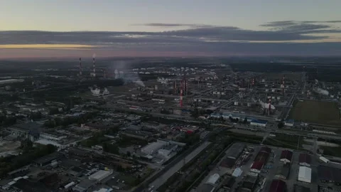 Aerial view of the oil processing plant construction Stock Footage 218218129