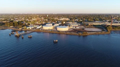 Aerial View of Oil Refinery Stock Footage 83238997