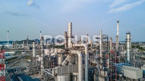 Aerial view oil refinery, refinery plant, refinery factory Stock Photos