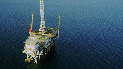 Aerial view of oil rig deep ocean, USA Stock Footage 10740797