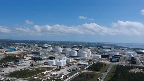 Aerial View Oil Storage Facility Freeport Bahamas Stock Footage 85517975