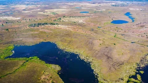 Aerial view of the Okavango Delta in Botswana, Africa Stock Footage 52879617