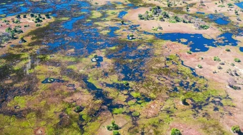 Aerial view of the Okavango Delta in Botswana, Africa Video stock 52880732