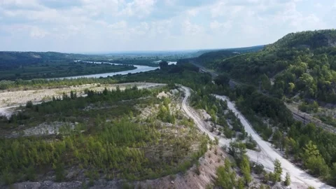 Aerial view of old abandoned limestone quarry. Stock Footage 211725671