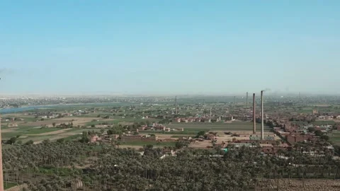 Aerial view of Old big pipe or chimney  in the city. Old brick factory. Stock-Footage 154972881