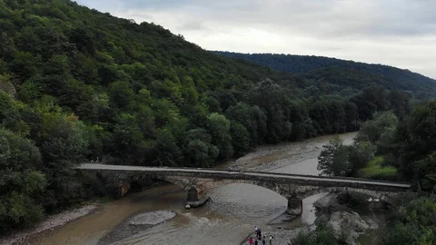 Aerial view of the old bridge. Stock Footage 118165062