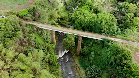 Aerial view on the old bridge in Mauritius Stock Footage 169980901