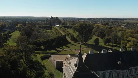Aerial View of an Old Castle in Eastern Europe Stock Footage 99548577