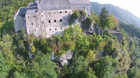 Aerial view up to Old castle from middle age in Austria Видео 42178280