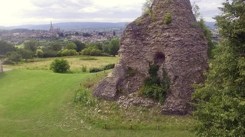 Aerial view of old Celtic Pyramid and Panoramic view of Autun in Burgundy Video stock 78686938