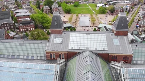 Aerial view of old centre district of Amsterdam Stock Footage 144451376