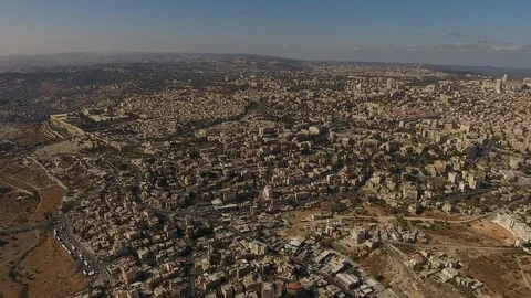 Aerial View Of The Old City Of Jerusalem, Israel Stock Footage 90428078