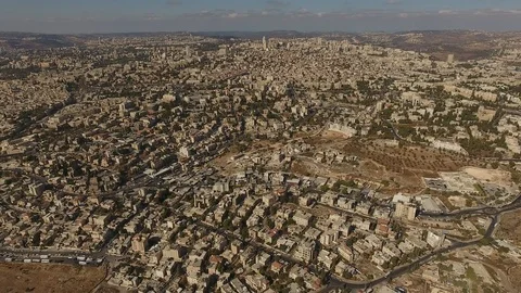 Aerial View Of The Old City Of Jerusalem, Israel Stock Footage 90433361