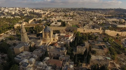Aerial View Of The Old City Of Jerusalem, Israel Stock Footage 90464416