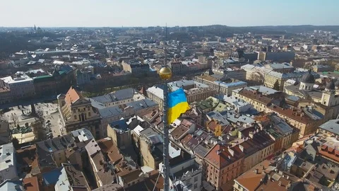 Aerial View Of The Old City On A Spring Day. Video stock 102460486