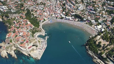 Aerial view of the old city of Ulcinj Stock Footage 77496672