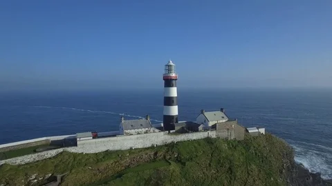 Aerial view of old Head golf and lighthouse of Kinsale, Ireland Stock Footage 84271164