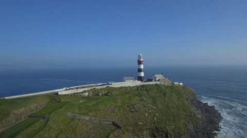 Aerial view of old Head golf and lighthouse of Kinsale, Ireland Stock Footage 84271166