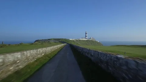 Aerial view of old Head golf and lighthouse of Kinsale, Ireland Stock Footage 84271179