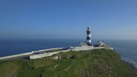 Aerial view of old Head golf and lighthouse of Kinsale, Ireland Stock Footage 84271236
