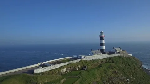 Aerial view of old Head golf and lighthouse of Kinsale, Ireland Stock Footage 84271238