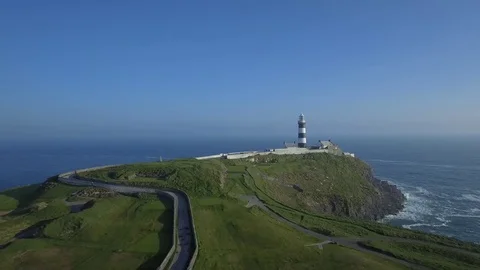 Aerial view of old Head golf and lighthouse of Kinsale, Ireland Stock Footage 84271258