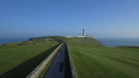 Aerial view of old Head golf and lighthouse of Kinsale, Ireland Stock Footage 84271260