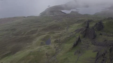 Aerial view of The Old Man of Storr Stock Footage 249961208