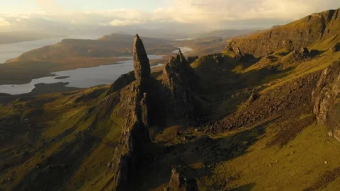 Aerial view of Old Man of Storr, United Kingdom. Stock Footage 345003420