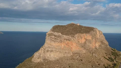 Aerial view of the old medieval castle town of Monemvasia in Lakonia of Pelop Stock Footage 151930580