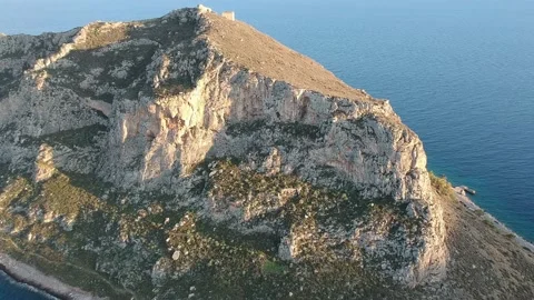 Aerial view of the old medieval castle town of Monemvasia in Lakonia of Pelop Stock Footage 151971465