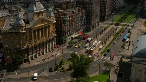 Aerial view of old part city Budapest, old historical building Stock Footage 161032939