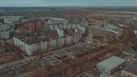 Aerial view of old residential complexes, old houses in the city Stock Footage 304265049
