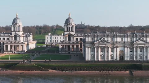 Aerial View of Old Royal Naval College and Greenwich Observatory Stock-Footage 306372176