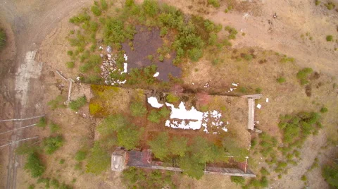 Aerial view of the old ruins in the forest Stock Footage 64260952