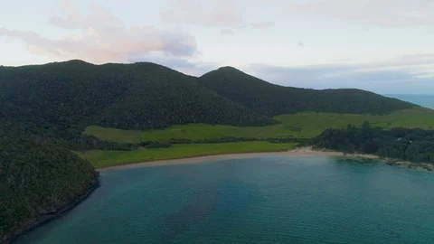 Aerial view of  Old Settlement Beach and lagoon,Lord Howe Island,NSW,Australia Stock Footage 93174765