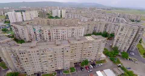 Aerial view of old soviet buildings Stock Footage 64798707